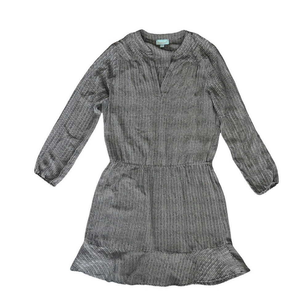 Women’s Medium Herringbone Long Sleeve Short Dress Boho Preppy Fall Autumn